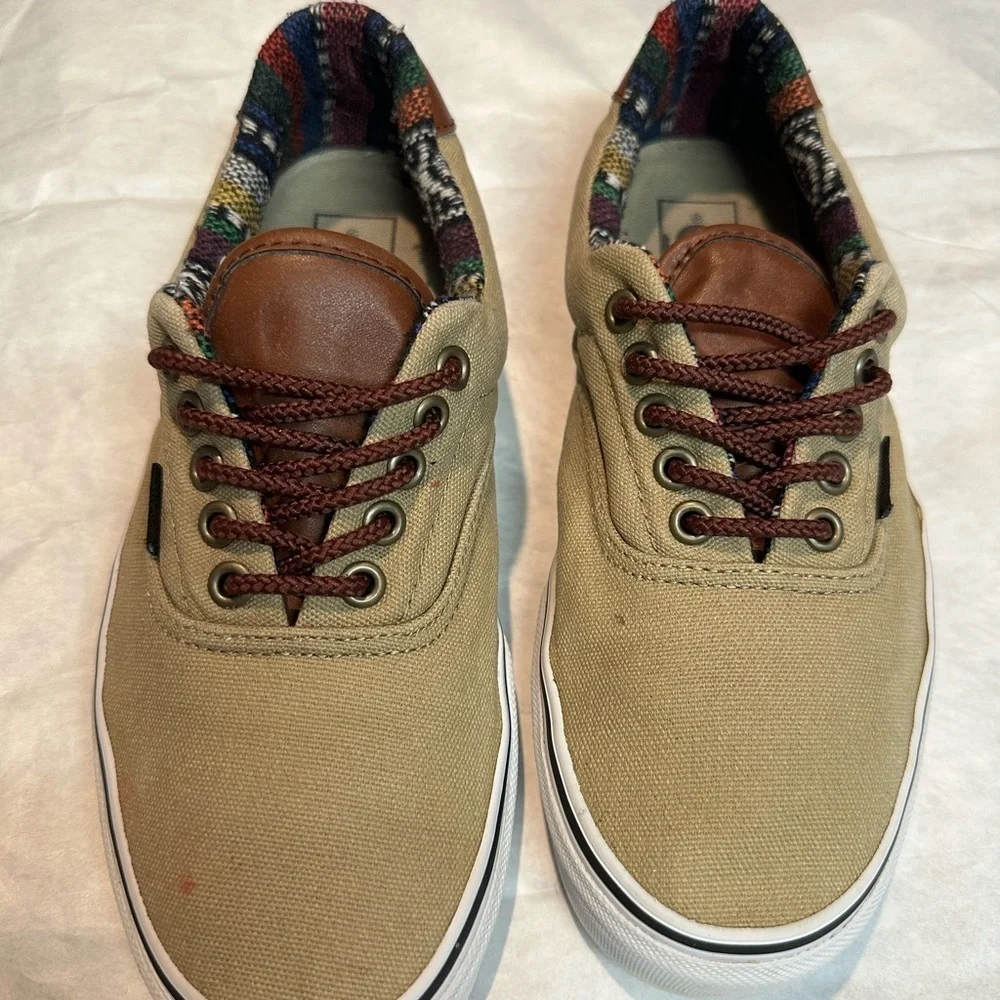 Vans Tan Canvas Sneakers with Brown Accents